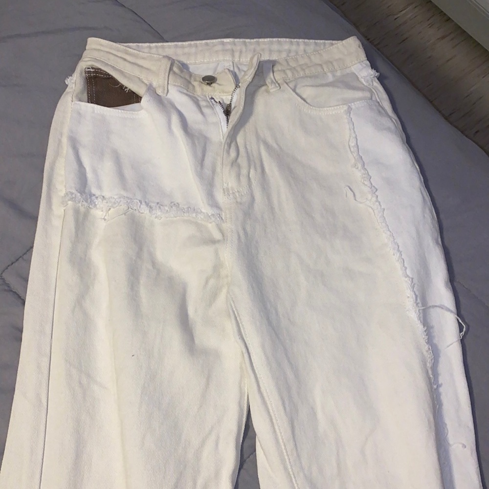 Shein brown and white colorblock pants
